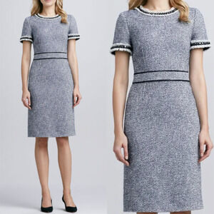Tory Burch Gray Tweed Short-Sleeve Sheath Dress